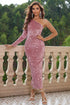one-shoulder-long-sleeve-dress Sophia's Trends - Sophia's Style-Dusty Pink-S